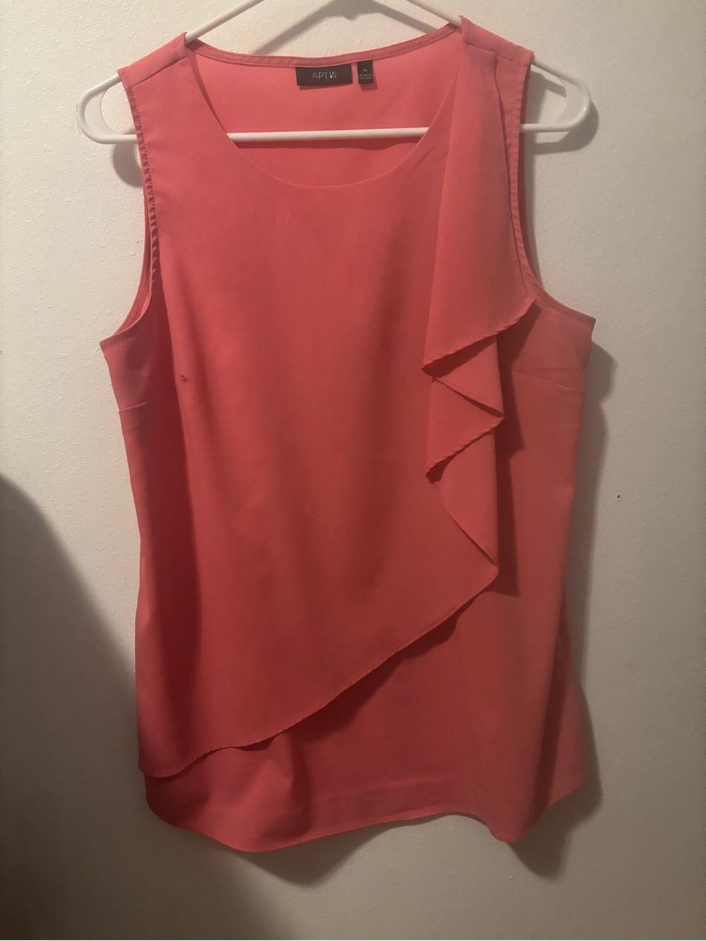 Apt. 9 Coral Ruffle Asymmetric Sleeveless Top
